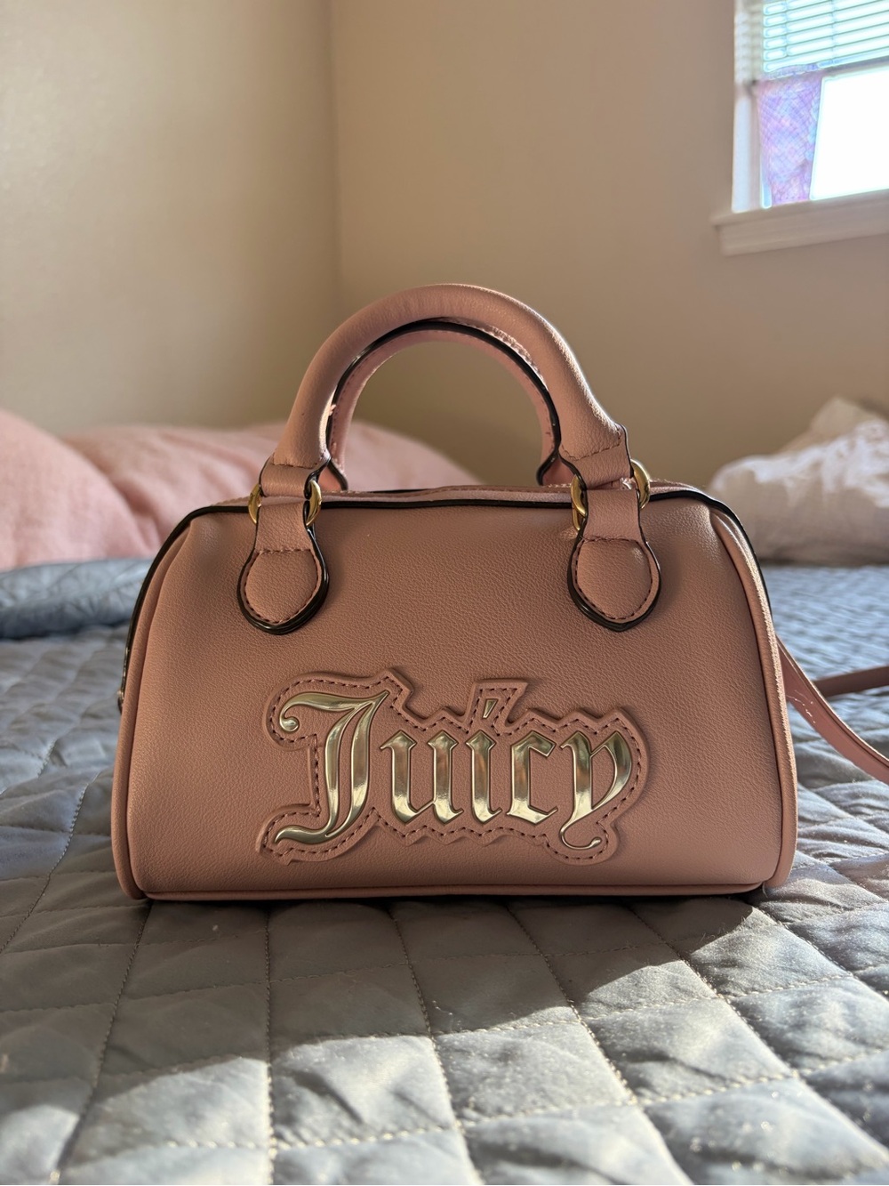 Juicy Couture Blush Pink Mini Dome Satchel with Gold Logo